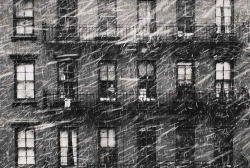 Falling Snow - Boy in Window photo by Paul Himmel, NY 1952