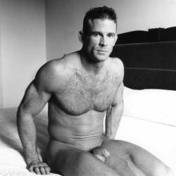 nakedpicturesofyourdad:  [Ken Ryker, via Muscle Men Hideaway]  Hairy, sexy, muscular looking man - would love to have him cuddle up next to me anytime.  WooF
