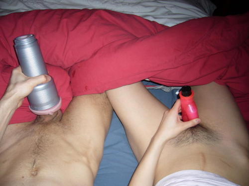 consideratemachine:  teasingjezebelle:  fappingtoporn:  her-dirty-blog:  Aww. His and Hers :D  (via paintedpants)  I have no issue with people in relationships needing to masturbate. But you are both RIGHT THERE and obviously both in the mood. What’s