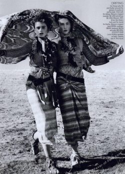 Karlie Kloss & Abbey Lee Kershaw by Arthur Elgort for Vogue