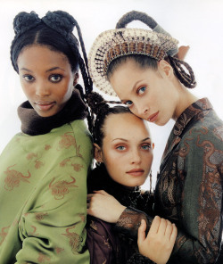 Naomi Campbell, Amber Valletta, and Christy Turlington by Steven Meisel for Vogue US