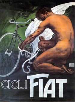 androphilia:  thecabinet:  malebeautyinart:  defterisk:  Plinio Codognato - Cicli Fiat (poster) (via my-ear-trumpet, baubauhaus)     This is why you should learn to ride a bike.