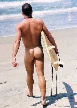 Naked surfer.