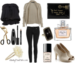 Ohbabyitsnatalie:  Starting From The Top Left Side; Black Tube Top, Creme Cardigan,
