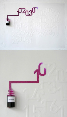  Ink Calendar designed by Oscar Diaz. The ink will slowly color each day of the month as time passes by. 