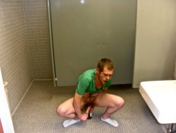 prvrtd:  riding a bottle in a public bathroom?   Desperate Slut&hellip;