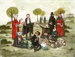 hankpeters:  sokissmewithyourmouthopen:  monstercrazy:  Picnic With The Draculas, by Scott Campbell  So cute.  Scott C reblog 