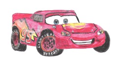 And here is my drawing done with a pencil and colored pencils. It&rsquo;s Lighting McQueen&hellip;what do you think?