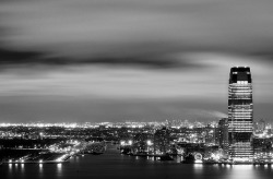 black-and-white:  Jersey City Tuesday Night (by Jay Fine) 