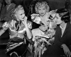 hedda-hopper:  Ginger Rogers, Lucille Ball and Harriet Hilliard on set, Follow the Fleet (1936) 