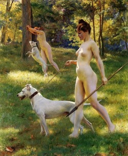 fluxstation: Nymphs Hunting. Julius Leblanc Stewart. 1898.  Oh god, it&rsquo;s lovely.