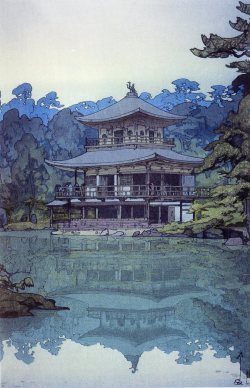 Japanese Ukiyo-e: Golden Pavilion. Hiroshi Yoshida. 1933