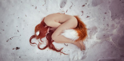 curvaceousdee: Sad fox-girl in snow. Lilirose photographed by madcrecha.  Horo