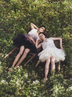 Sasha Pivovarova and Guinevere Van Seenus by Steven Meisel for Vogue