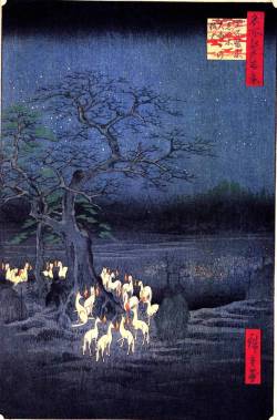 enchantedsleeper:  100 Views of Edo Foxfire, Utagawa Hiroshige (1797-1858) 
