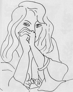 worldpaintings:  Henri Matisse A Woman with Loose Hair, 1944, ink on paper. 