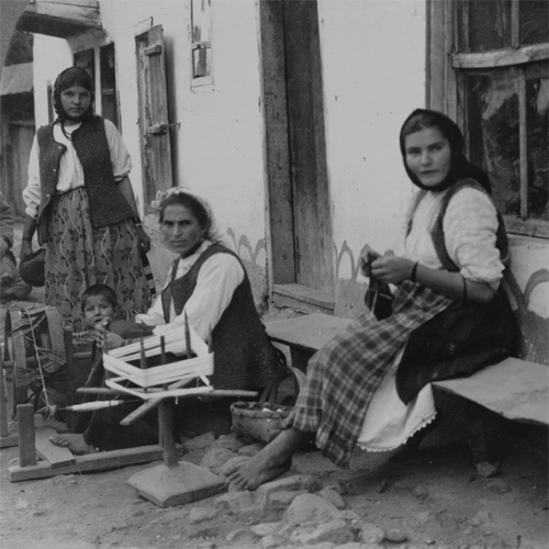 scanzen:  Peasant women spinning flax, Bulgaria, c1918, by Keystone View Company. Source: Library of Congress gif by scanzen