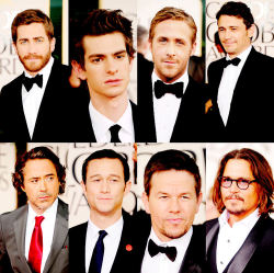 sapphirevirgo:  Jake Gyllenhaal, Andrew Garfield, Ryan Gosling, James Franco, Robert Downey Jr., Joseph Gordon-Levitt, Mark Wahlberg, Johnny Depp. Hot damn. 