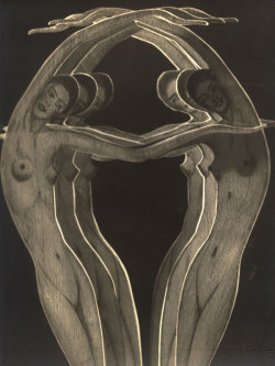 hotparade:Frantisek Drtikol - Female Nude Studies in Paper Cut-Out (Three Layers), 1930’svia