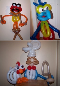 thedailywhat:  Balloon Animals of the Day: The Black Cat Balloon Company — which may or may not be a balloon company run by a black cat — has taken it upon itself to create a detailed balloon animal representation of each Muppet. You can see what’s
