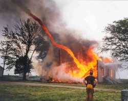 vondell-swain:  vondell-swain:  missyzu:  Fire from a burning building being sucked into a tornado.  wh get out of there fireman what are you doing there’s a tornado  I can’t stop laughing at this fireman he’s just standing there going “well darn,