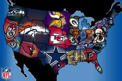 nikkihebert:  nodaknothing:  ilovecharts:  The United States of Football  Accurate. Go Vikings!!  Nope, go Chicago Bears, thats where my football heart is at.  Yeahhh pretty much this.