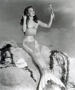 sunshine-moon: I was going through old Life magazines online, when I came across this article about a 1948 film called Mr Peabody and the Mermaid.   The actress who played the mermaid, Ann Blyth, had to have a  custom-made mermaid tail created for her,