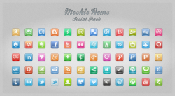 Moskis Gems: Social Pack #1  It contains 60 different icons and includes three variations (normal, shadow &amp; glow). Shadow and glow versions look best on light background, while the normal version will look right on any background.The icons are offered