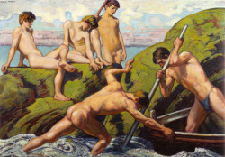 loverofbeauty:  immediategallimaufry: Naked Boatmen and Youths by Ludwig Von Hofmann (1920’s) 