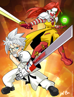 videogamenostalgia:  KFCloud vs McBeefiroth - by Kevin Bolk | deviantART Artist Note: A friend of mine shared this lolsome photo of these cosplayers (which folks tell me was actually based on this image) and I thought the concept was so hilariously