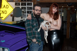 Once again, Skye and Coop could not have been more fun, open, and accommodating. Truly great people. nsfwmagazine:  The lovely, legendary model Skye Shelly with her talented artist boyfriend, Coop, in his studio. Puppy Trixie wasn’t happy with the flashin