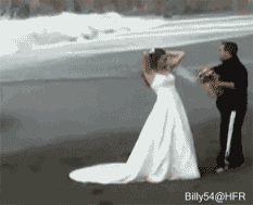 the-art-of-being-alone:  tedbundywasahusky:  zarax: zombieswag:iscreamfortabasco: Way to sweep her off her feet. WATER YOU GUYS DOING Son of a beach. I hope I feel such a wave of emotion on my wedding day. They tide the knot. They should’ve sea’n