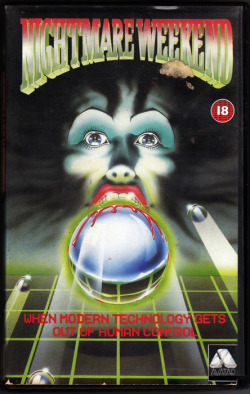 Nightmare Weekend, Dir: Henry Sala.  A Troma Team Release, 1986.  Big box VHS. Bought from a car boot sale. I haven&rsquo;t seen this film.  I go through stages of picking up these 80s big box VHSs, despite the fact that the last one I tried to play