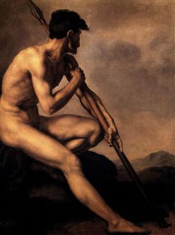 artandopinion:  Nude Warrior with a Spear Theodore Gericault 