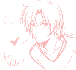 thunderstones:  A small doodle gift for Vidot, love ya hun!  I hope you&rsquo;re doing well and I want to let you know that I&rsquo;m thinking about you, here&rsquo;s a small doodle of Romano for you, its not much but I hope you like it ;u;