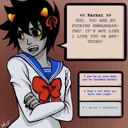 carcinocatnip:  meevist:  I see the last option is conveniently unclickable ;D  karkat you are the definition of tsundere 