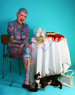 thetattooedtealady:  One of the most inspirational women in my eyes! Isobel Varley. Some of her stories about her journey are truly fascinating and it’s wonderful to see such a heavily tattooed woman ( most tattooed senior woman in the world ) embracing