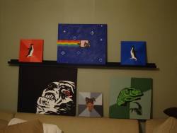 thedailywhat:  Memetic Art of the Day: Redditor johnfactorial says: “My gf and I paint memes and hang them around the house. Here’s the ones we’ve done so far.” HEY EVERYBODY: THIS GUY HAS A GIRLFRIEND WITH WHOM HE PAINTS MEMES TO HANG AROUND