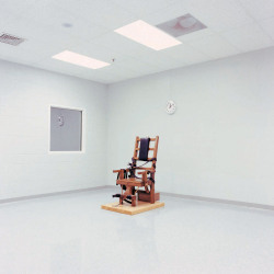 Electric Chair, Greensville Correctional Facility, Jarratt Virginia photo by Lucinda Devlin; The Omega Suites series, 1991 via: forwardthinkingmuseum
