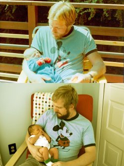 thisismylifebitches:  transmann:   My dad at 29, me at 2 weeks. Me at 29, my boy at 2 weeks.   this has got to be the best thing i have seen on tumblr so far, i love this way too much.   this is so amazing, wow!