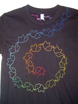 Floricultures:  “Rainbow Elephants Spiralling Into Space” Embroidered Black Tee