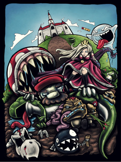mikegaboury:  Zombie Kingdom Poster You might remember my hit Zombie Mario shirt design for my clothing line Cherry Sauce.  WELL there was an outcry asking for a poster to be made of the design.  Instead of just blowing up my shirt design, I decided