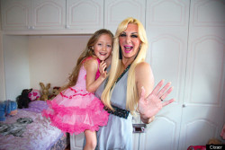shirleyang:  thedailywhat:  This Is Definitely Wrong of the Day: 50-year-old Brit Sarah Burge, better known as “Human Barbie” for her predilection toward plastic surgery, got her 7-year-old daughter Poppy the birthday present every girl her age hopes