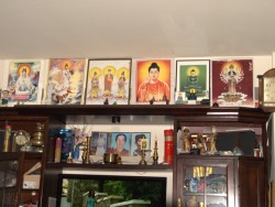 Aunts house.  Buddhas, and pictures of Grandpa and Grandma.