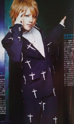 Crucifiction print suit. Japan, I cannot even.
