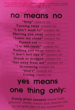 wispygirl:  Silence means no  Unless I&rsquo;m saying &ldquo;yes&rdquo;, it&rsquo;s NO