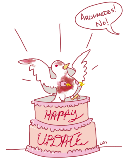 catbountry:  jennittles:  digitalduckie:  I figured I had to contribute to the number of drawings of Archimedes popping out of various things inappropriately.  Oh my god this bird.  This bird is a meme. 