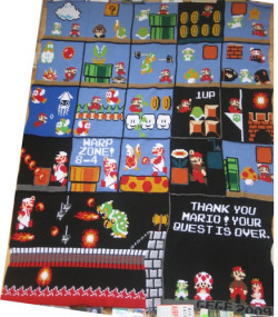 dreaminvintage:  seriously, the raddest crochet blanket ever. mario :O  I NEED THIS