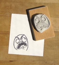 amorningcupofjo:  RAAAAAAAAAAGE!! Hand-carved stamp by Extase. :P  I think this is going on the list of &lsquo;things I need in my life&rsquo;.