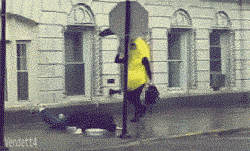 kings-of-fall:   A BANANA SLIPPING ON A PERSON  I bet he’s all like “Motherfuck!” 